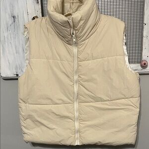 Women's Oversized Cream Puffer Vest